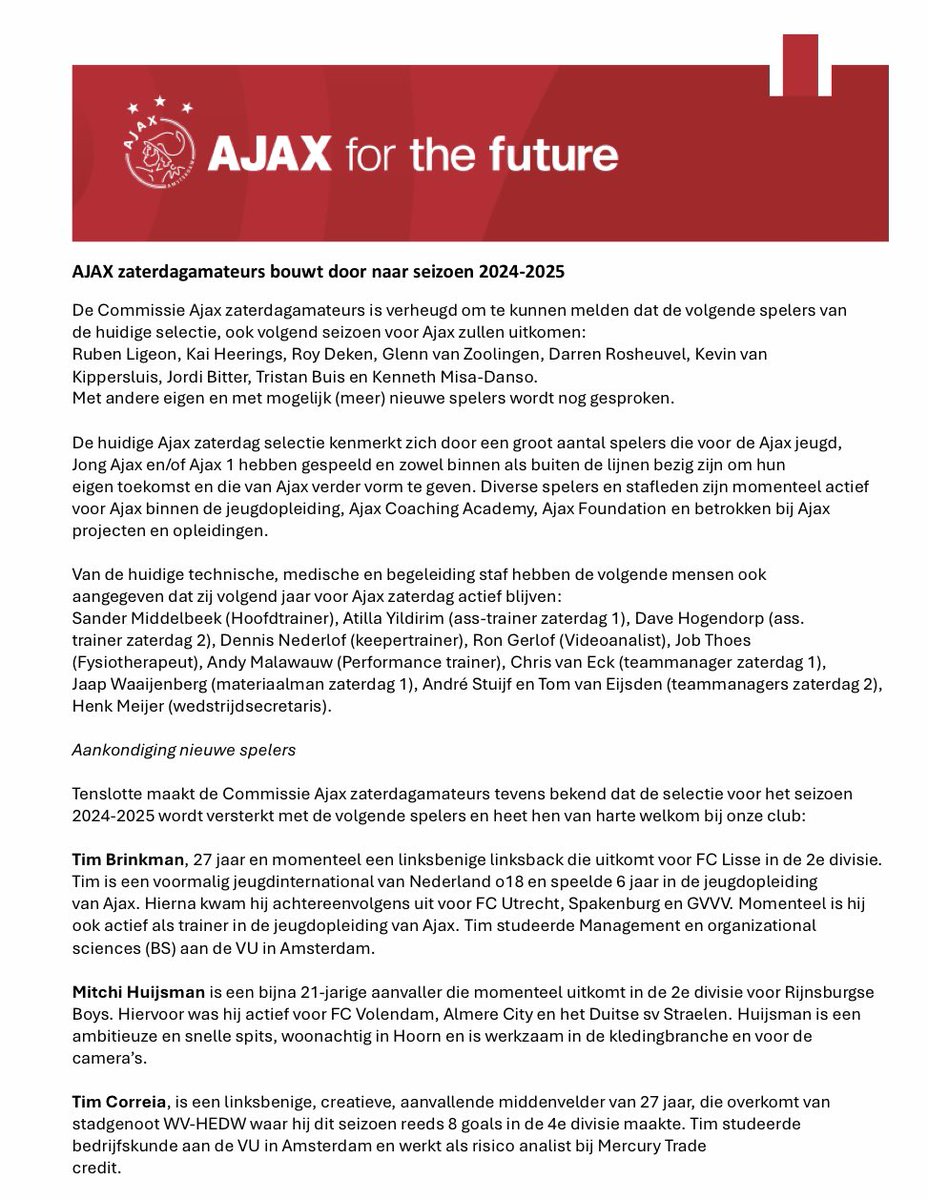 NIEUWS | Seizoen 2024-2025 ⤵️