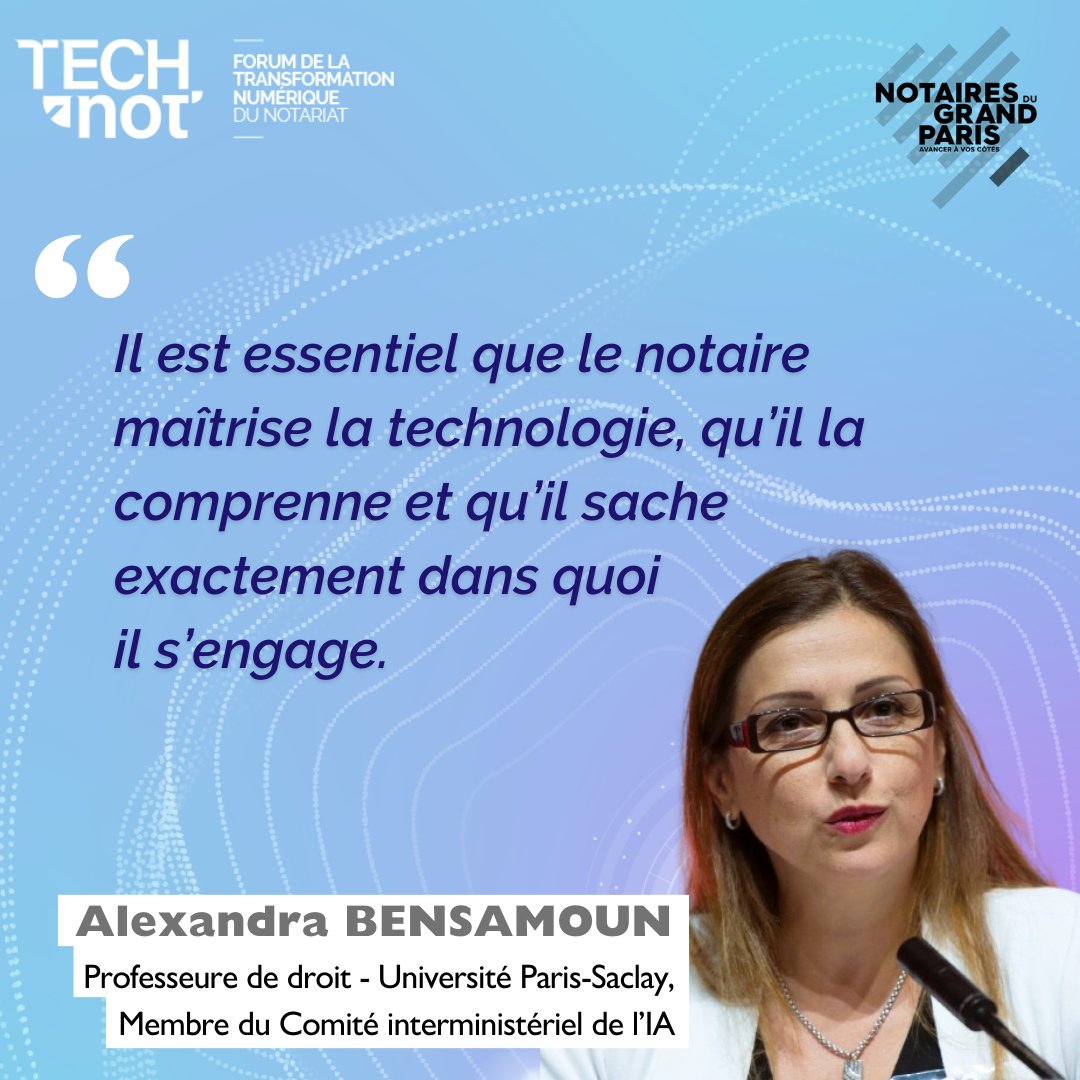 💬 [VERBATIM] Alexandra BENSAMOUN, Professeure de droit à l'@UnivParisSaclay et Membre du Comité interministériel de l’#IA. 🟣 Intervenante à #NOTARIA 📍RDV le jeudi 4 avril 2024▶ forumtechnot.com #TechNot #technot2024 #notairesdugrandparis #iagenerative #notariat