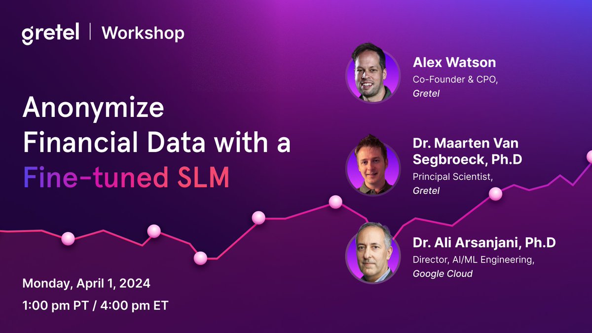 On April 1st, join us for an exciting workshop on anonymizing sensitive customer data in financial documents using a fine-tune SLM. Registration is free. info.gretel.ai/anonymize-fina…