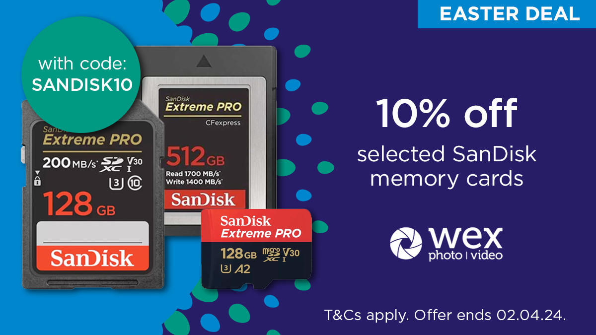Get 10% off #SanDisk products with code SANDISK10. Expand your storage this Easter with savings on #SDcards, #CFexpress, and external #storage for all your captures, edits, and cherished memories. Shop Now: bit.ly/4cCPCrI