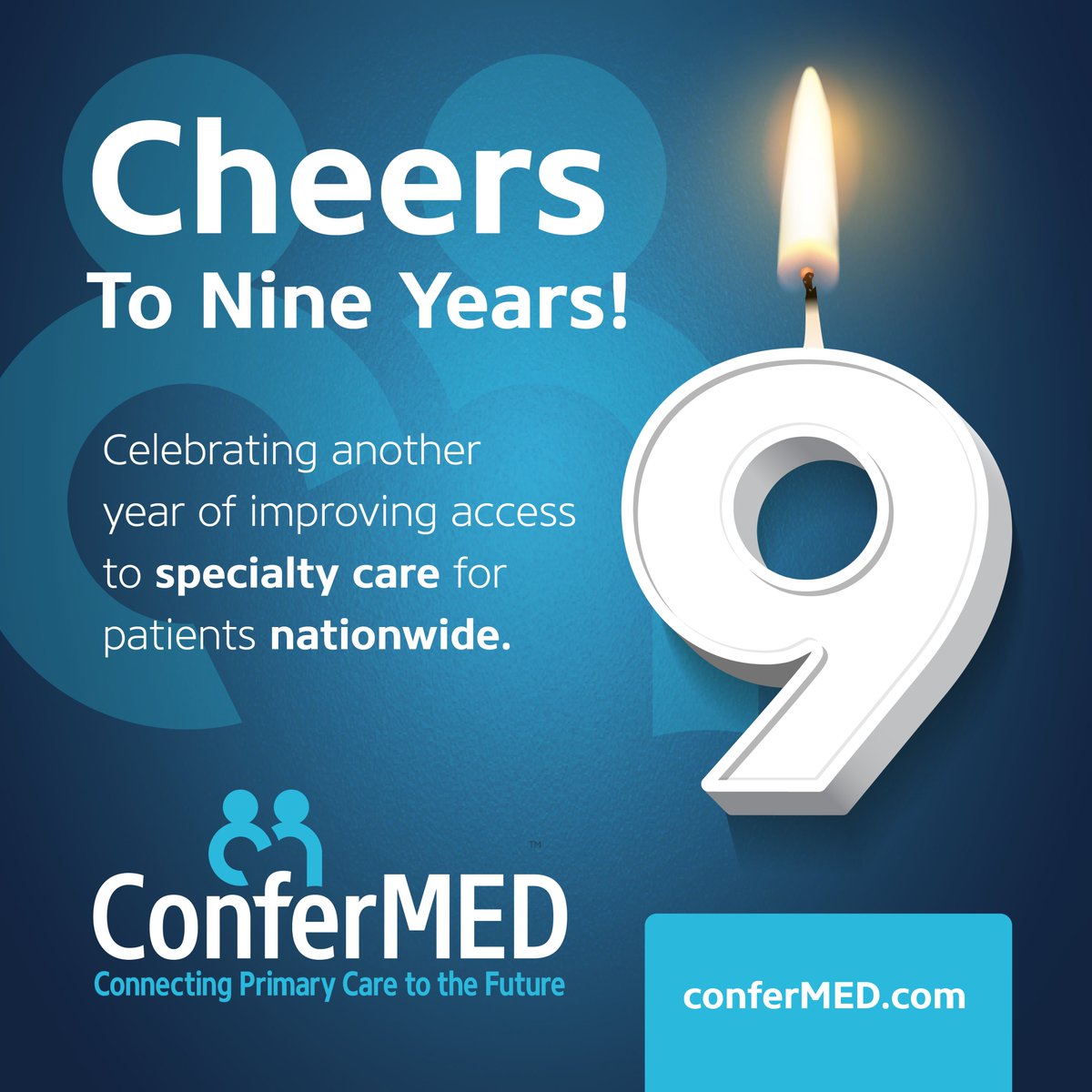 Today we celebrate 9 years of providing specialty care through eConsults at ConferMED! Founded + operated by practicing clinicians, our system integrates seamlessly into a primary care practice’s existing specialty referral process. Learn more at bit.ly/3vAr0ir