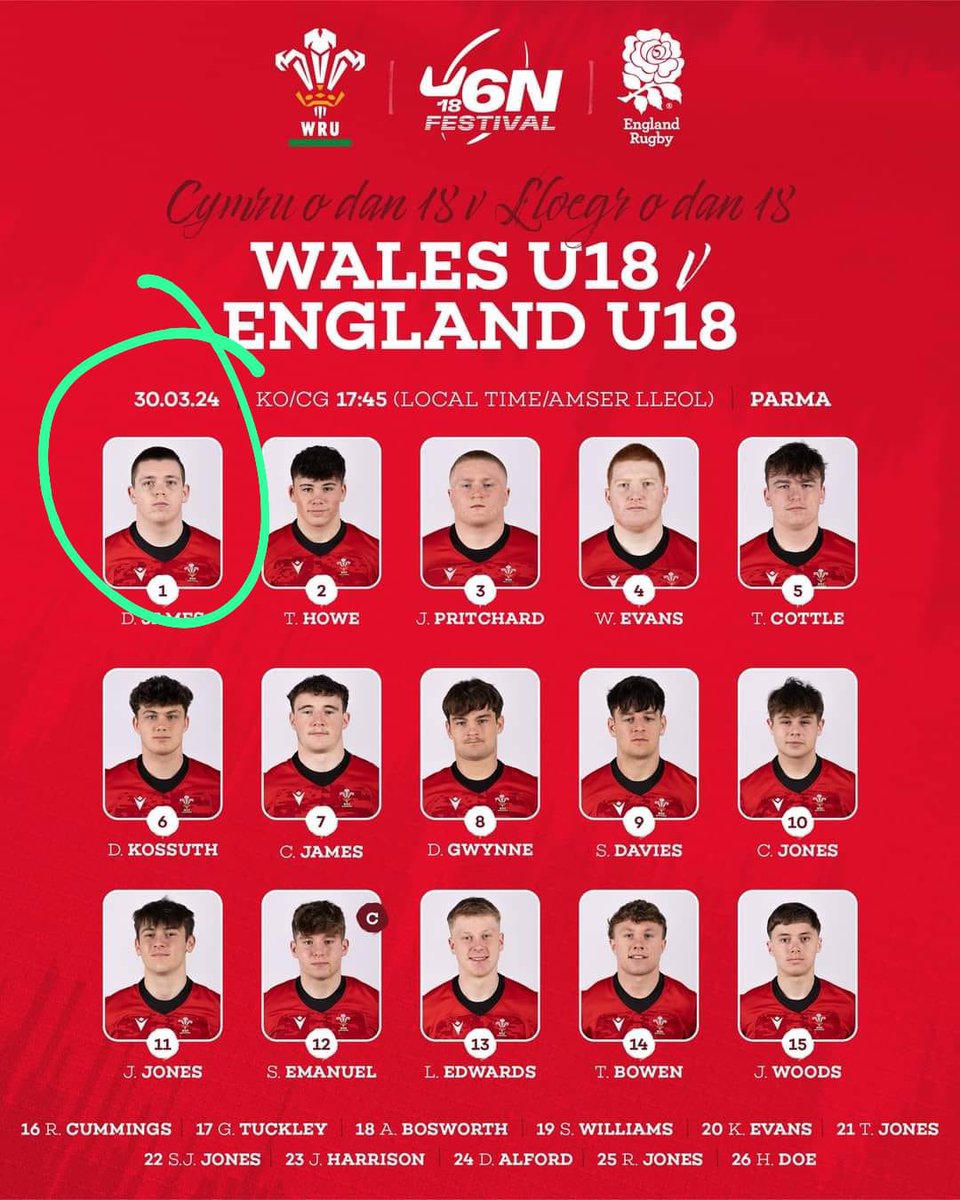 🟣🏉🟣Well done to Dylan James on his selection for wales u18s 🟣🏉🟣