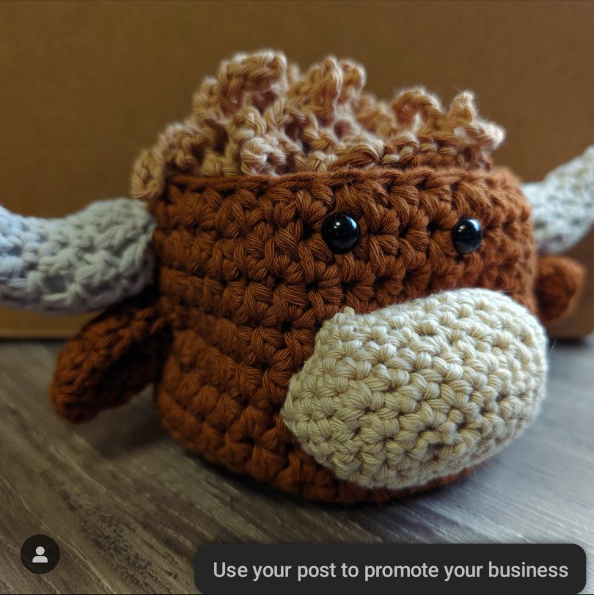 Who here likes moo cows? I sure do. And better yet, the hair is actually a set of coasters. Yarn: Hobbii friends 8/8 cotton Pattern by: @olmstead.home #coasters #crochet #smallbusiness #functional #fiberart #highlandcow
