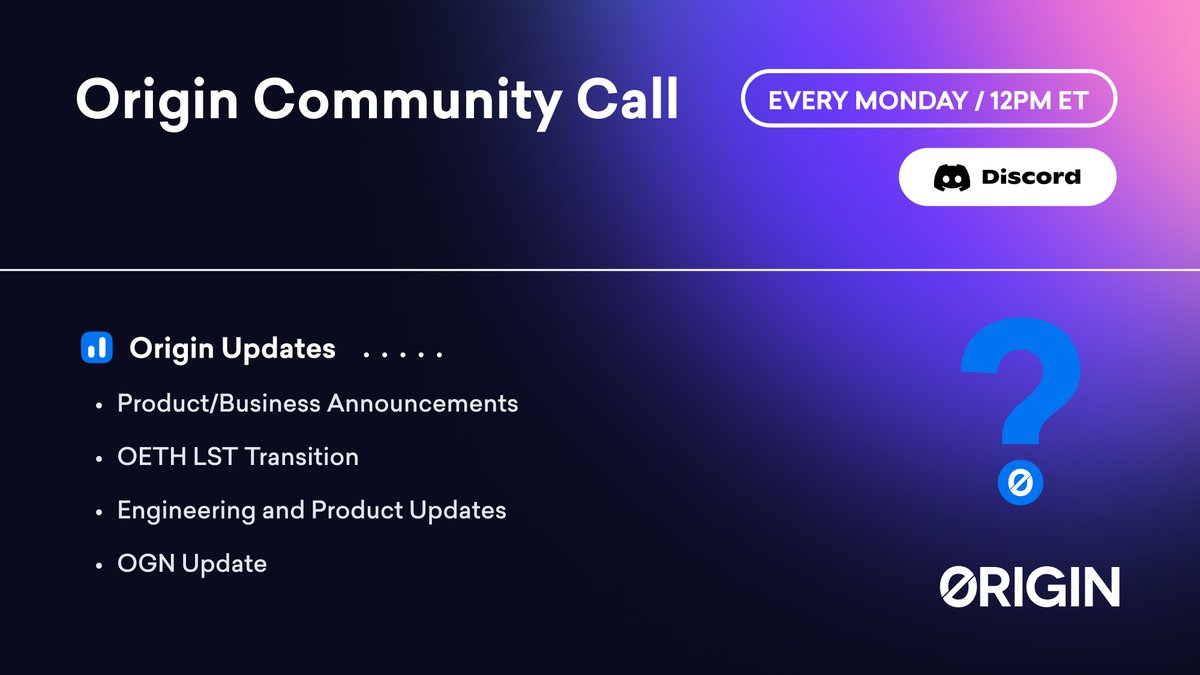 OriginProtocol's tweet photo. 4.01.2024 🗓

A community call you don't want to miss: https://t.co/3Gez9UUqLl