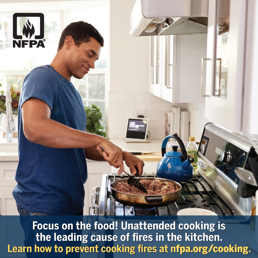 Cook with care this Easter weekend! Never leave the kitchen while cooking on the stovetop. Some types of cooking, especially those that involve frying or sautéing with oil, need continuous attention. For kitchen safety tips: nfpa.social/wUT950R4X2A #CookingSafety