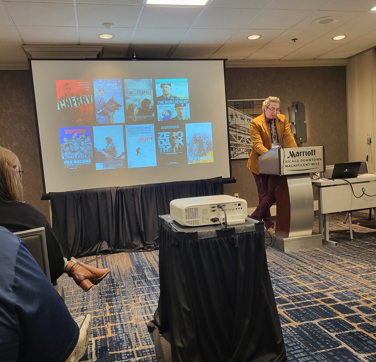 mcarmystrong's tweet image. Thank you to Rebecca Adams for this shot of yesterday&apos;s presentation on Robert Hunter&apos;s A STRANGE MUSIC. Sorry to miss Kevin Moist this morning, but was blown away by @poetinpinkshoes &apos;s talk on Hollywood and the Global War on Terror. 
@GratefulDead @TimeNowBlog
#PCA24 #WarLit