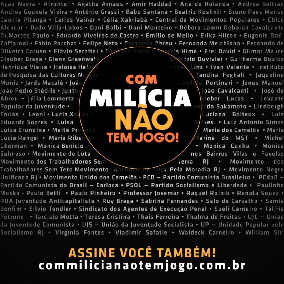 luizaerundina's tweet photo. A prisão dos mandantes do assassinato de Marielle e Anderson deixa muito claro: é inaceitável que milicianos sigam ocupando tribunais, parlamentos e secretarias. Queremos juntar todo mundo que sabe que com a milícia não tem jogo.

Assine você também!

https://t.co/tnf8LvOOGT https://t.co/T1pAwgNX2a