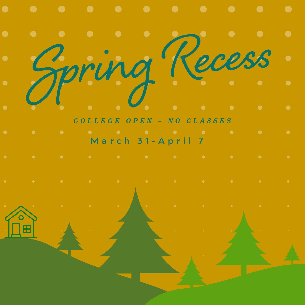 🌸🌼 Spring Recess Alert! 🌼🌸 From March 31st to April 7th, MCC's campus is taking a break, and there will be no classes during this time. It's a perfect opportunity to recharge, catch up on some rest, or embark on your spring adventures! 🌷📚 #SpringRecess #RestAndRecharge