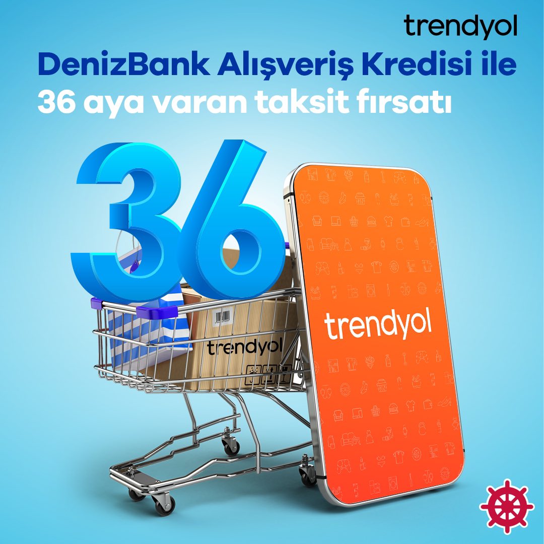 Trendyol alışverişlerinizi DenizBank alışveriş kredisiyle yapın; 36 aya varan taksit seçenekleriyle ödemelerinizi kolaylaştırın! 🛍️🩵