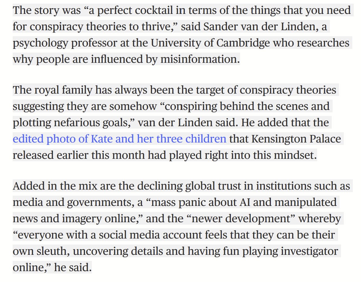 Great @NBCNews piece from @AlexanderSmith on Princess Kate conspiracy theories. My 2 cents;