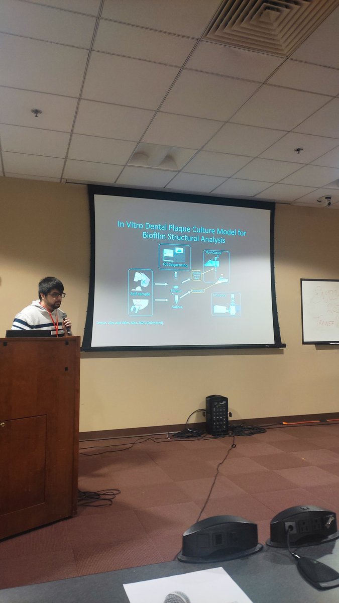 After a break for coffee and cookies, our morning talks are back with Alex Lemus from UAlbany presenting his research on Oral Biofilm structure.