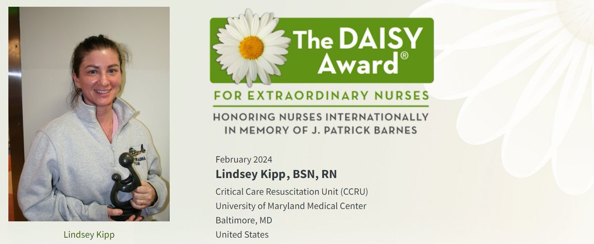 Congratulations Lindsey Kipp, BSN, RN, a Daisy Award Honoree. The Daisy Award for Extraordinary Nurses is a national recognition program to honor and thank exemplary nurses. Lindsey is a nurse in the Critical Care Resuscitation Unit.