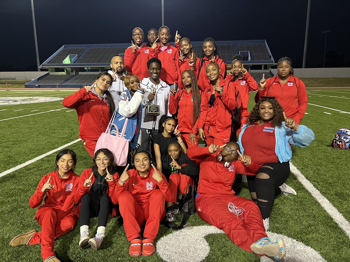 LadyMarlinsTF's tweet photo. We set this goal last year after the regional track meet. This year we accomplished it and set ourselves apart in James Madison History. Congratulations Lady Marlins, the work is not done! We are District 19-5A Champions! https://t.co/vcS9pNKxhr