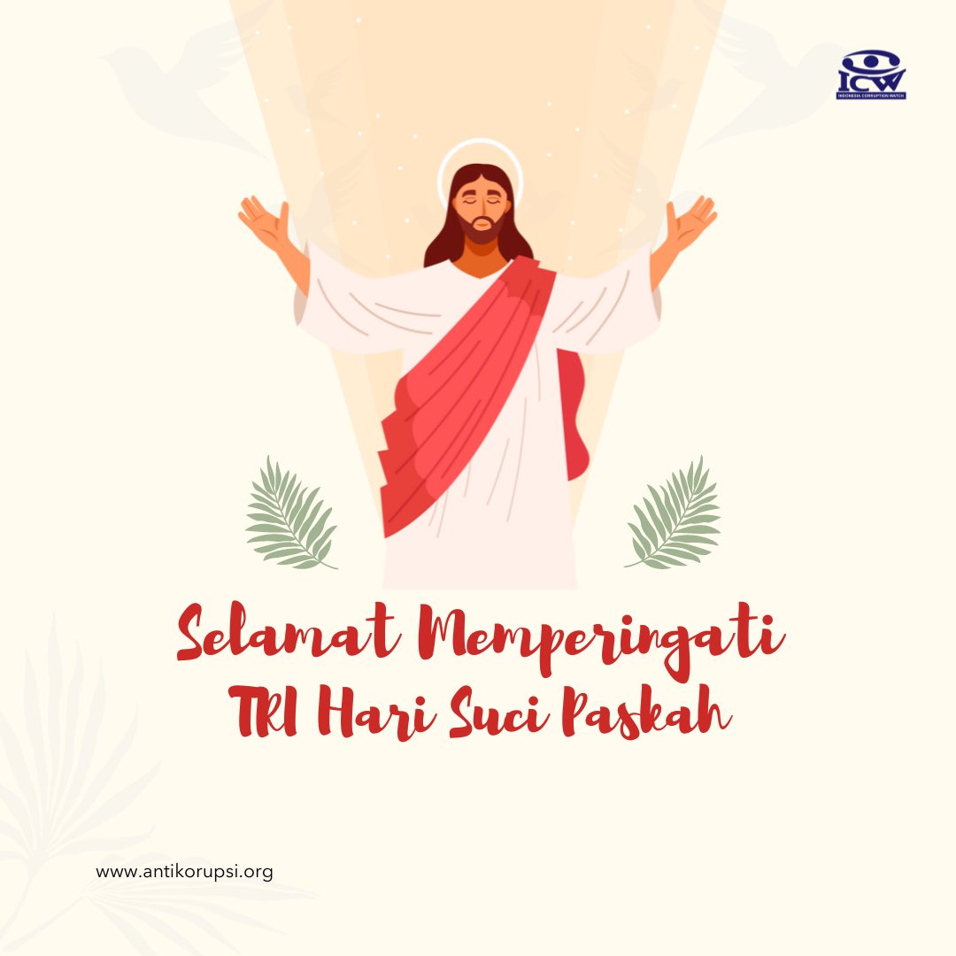 Keluarga Besar ICW Mengucapkan Selamat Memperingati Tri Hari Suci (Kamis Putih, Jumat Agung, Sabtu Suci) dan Merayakan Paskah. Semoga Tuhan memberkati kita semua di Jumat Agung ini. #paskah2024