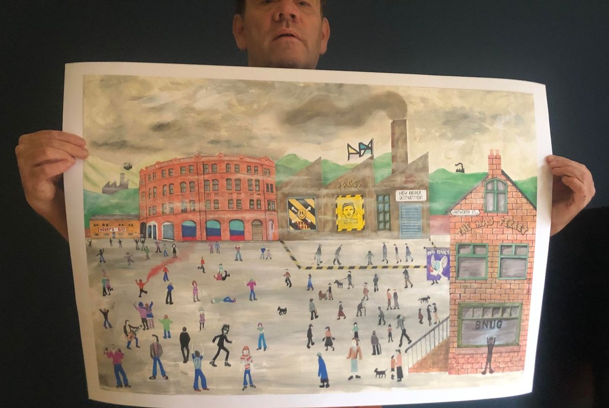 LOWRY HITS THE HACIENDA by Paul Halmshaw. A modern take on Lowry's art.#hacienda @GrimArtGroup #grimart #Lowry #Lslowry #manchester #newprder #factoryrecords #fac51 #thehacienda #
#manchester #mcr #mancity #manutd #north #uk ##lancashire #manchesterart #manchestermusic