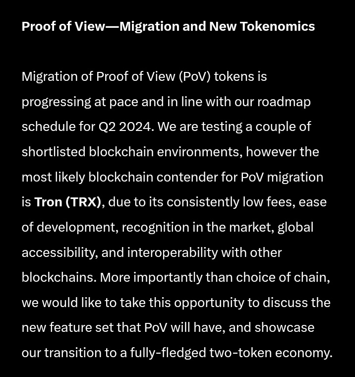 $VRA PoV migration billions is coming 👀
#Tron #VeraViews #PoV