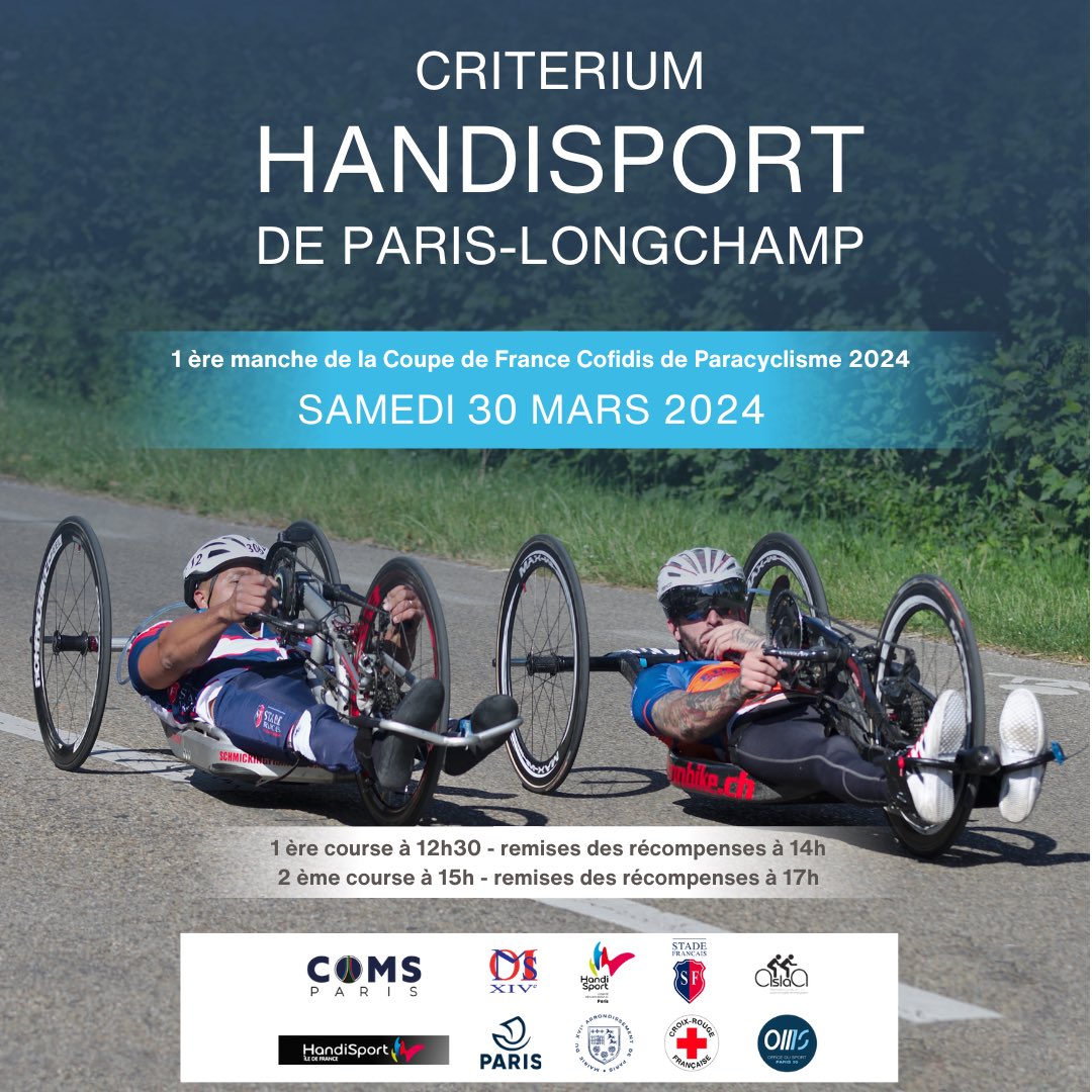J-1️⃣  Ne manquez pas le Critérium handisport !

👉 Venez nombreux soutenir et assister à une journée remplie d'émotion, de compétition et de solidarité. 

Rendez-vous demain pour célébrer le sport et l'inclusion ! 🌟

#Handisport #Inclusion