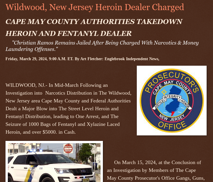 Friday, March 29, 2024
#Wildwoodnj #Heroin #Dealer #Charged
#CAPEMAYCOUNTYNJ #AUTHORITIES #TAKEDOWN @HEROIN & #FENTANYL @DEALER @Wildwoodnj @Xylazine #narcotics #bust @wireless_step @HRG_Media @LodiNJNews @Breaking911 @Breaking24_7 @gator4kb18 @MichelleF_35 @TrumpWasRite…