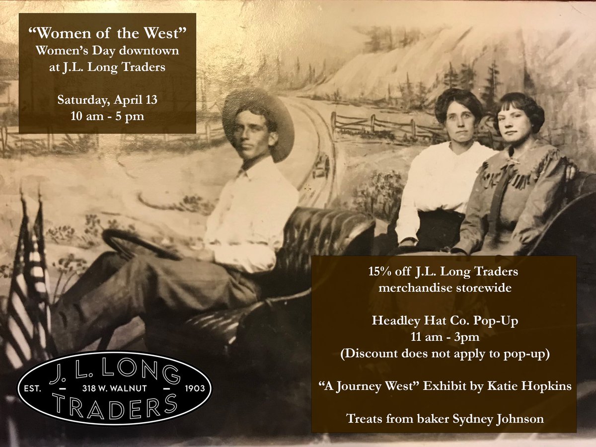 jllongtraders's tweet photo. 🌵Join us Saturday, April 13 to honor some of our favorite “Women of the West”. We dedicate this Women’s Day in @downtownsgf to our Wyoming ancestors who made houses into homes amid scarcity, even while traveling as frontier show performers. Discounts, popups, treats, and more!🌵 https://t.co/WWeIMO1mDM