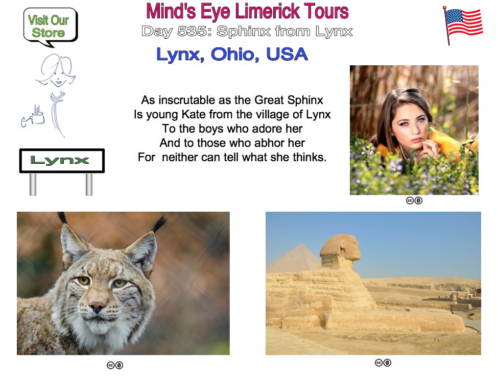 tom_mindseye's tweet photo. #Limerick #entertainment #humor #store #Lynx #Ohio #Sphinx #inscrutable #adore #abhor https://t.co/nWXxewXtTF https://t.co/hXaAqnQ2FP