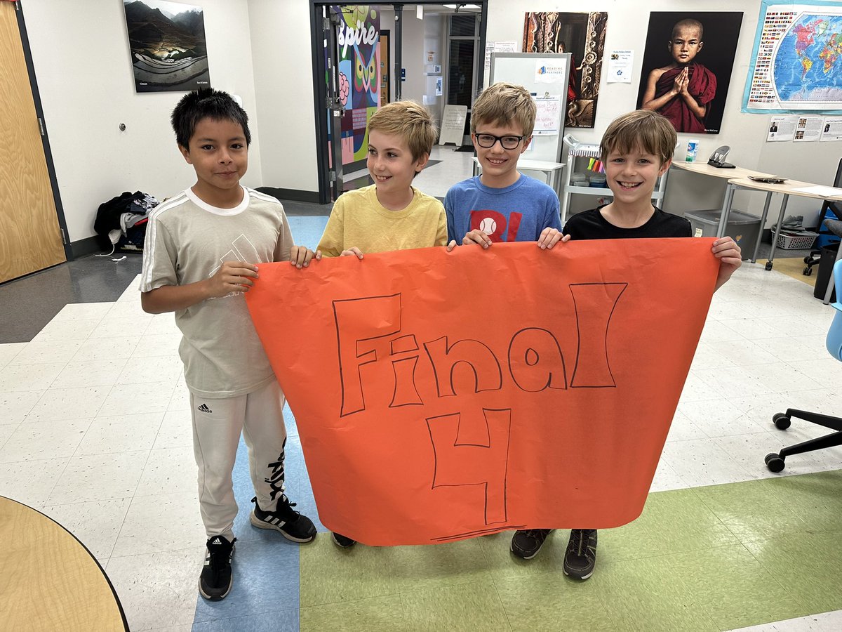 Our Final 4 competed today and we are so proud of all of them! Jay in 5th grade won the competition and all students showed amazing math skills, sportsmanship and maturity throughout the competition! #angeloakes