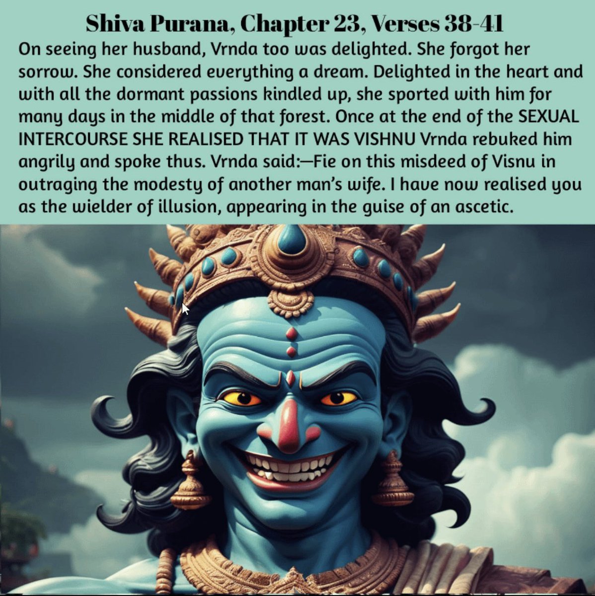 Yes it's true according to Shiva Purana, #LordVishnu r@ped Vrinda, by cheating on her in the guise of her Husband #RCBVKKR #gntm