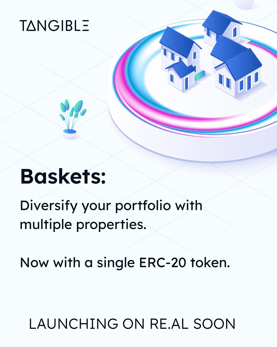Baskets are permissionless ERC-20 tokens, fully backed by a vault of tokenized, yield-generating real estate 🏘️ 🧺 Experience the convenience of owning multiple properties through a single, rebasing token. Earn real-world yield with Baskets📈 Launching soon on @real_rwa