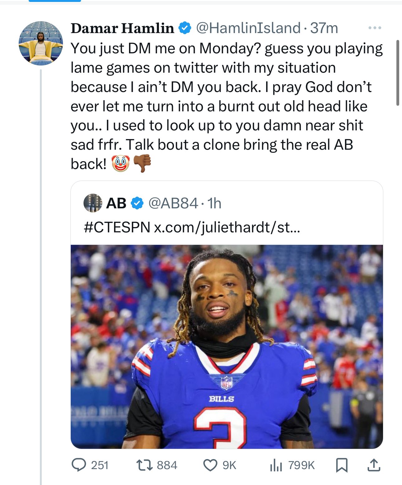 MLFootball on X: "HOLY SHIT…. DAMAR HAMLIN just WENT OFF ON ANTONIO BROWN  😳😳😳 https://t.co/c1h5n9FD2e" / X