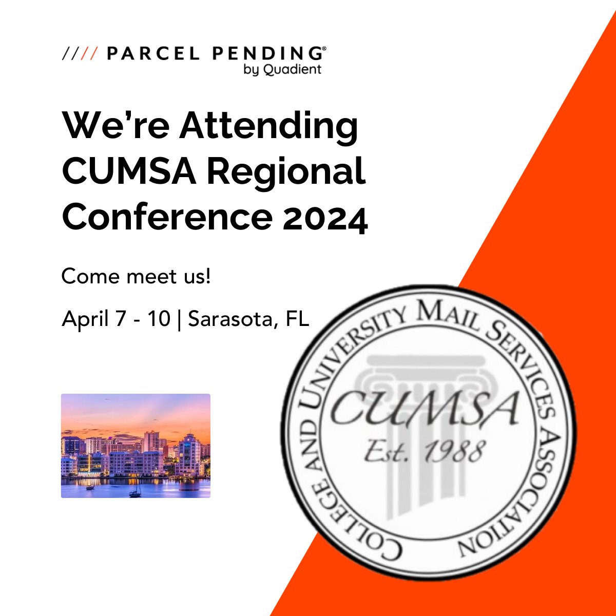 We are attending CUMSA's Regional Conference next month in Sarasota. Stop by our table to meet our team and learn how #smartlockers can improve the campus experience. bit.ly/3Tm36PE