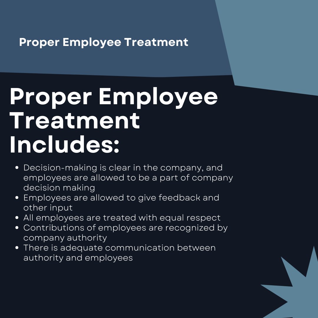 Proper employee treatment list.

#employeetreatment #jobtips #careertips #careersuccess #collegesuccessskills