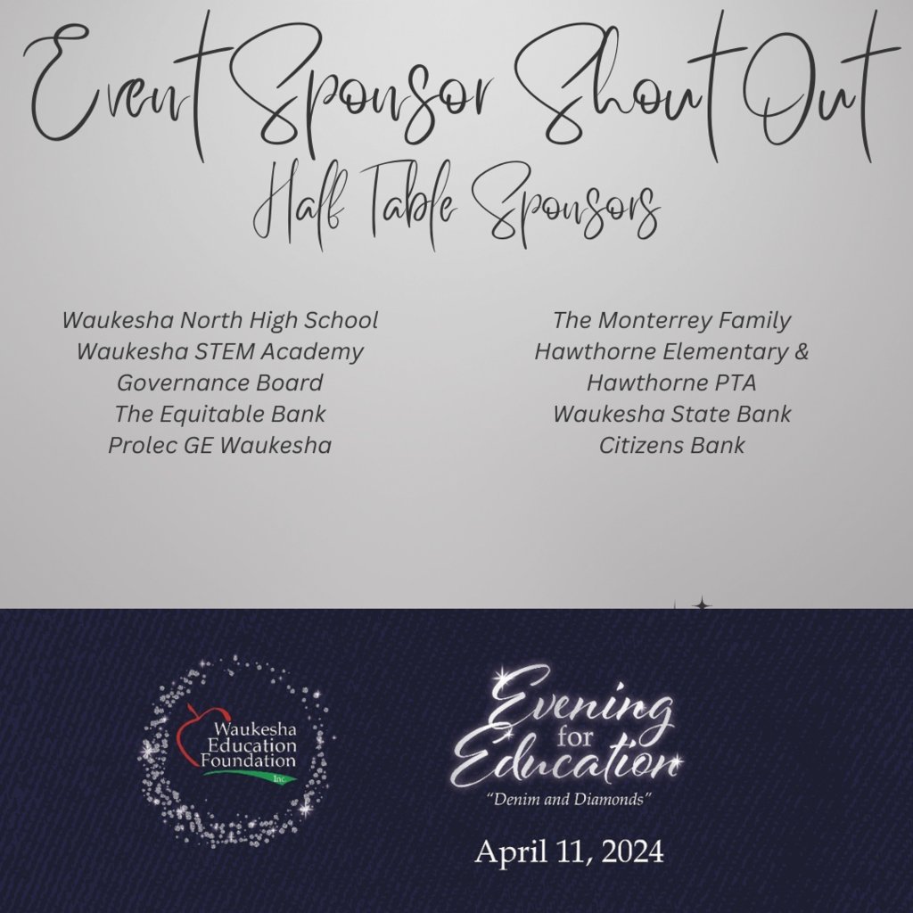 Special thanks to our 2024 Half Table Sponsors for the 2024 Evening for Education! We appreciate your support! #WEFEFE2024 #StrongSchools #StrongBusinesses #StrongCommunities