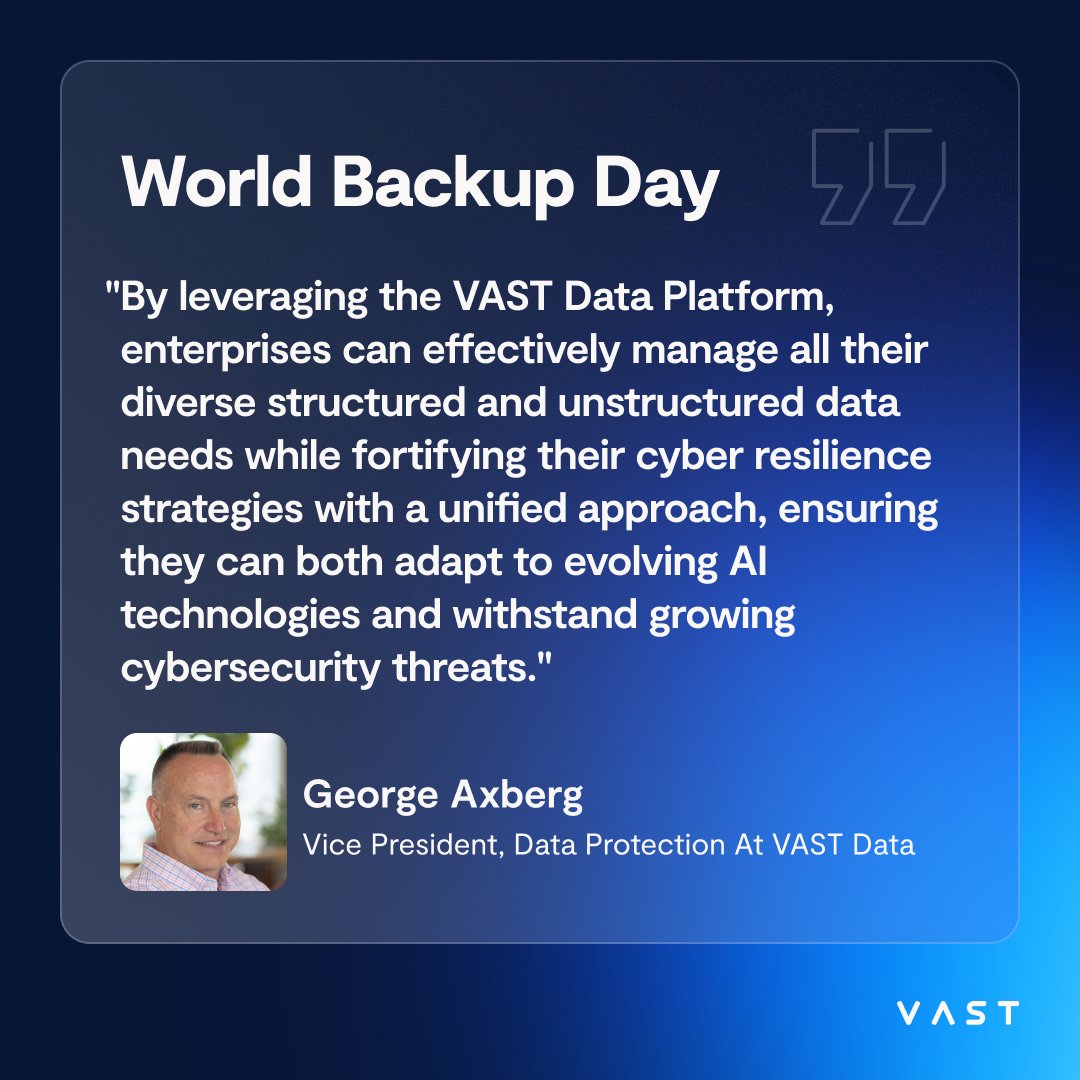 In today's fast-paced #AI era, data fuels innovation and any disruption or compromise to an organization’s data can be detrimental to the business, making cyber resilience a top priority. #WorldBackupDay is a chance to prioritize your data security. As enterprises amass