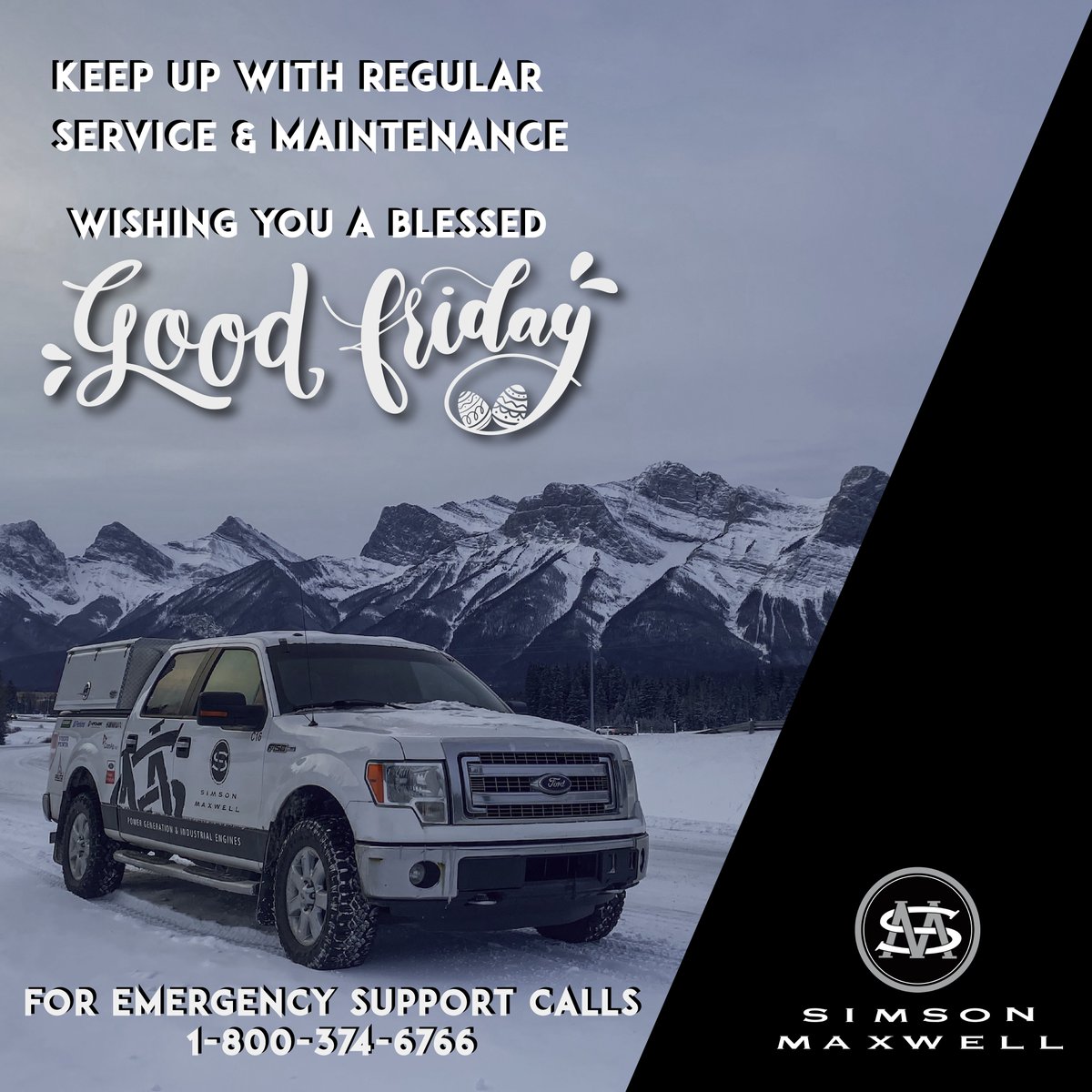 SimsonMaxwell's tweet photo. ✨Wishing you a Good Friday✨
Contact us for 24/7 service:
https://t.co/6QHL9AInpl
#PreventiveMaintenance #SimsonMaxwellService #goodfriday $CEI https://t.co/lisD5YLWZ7