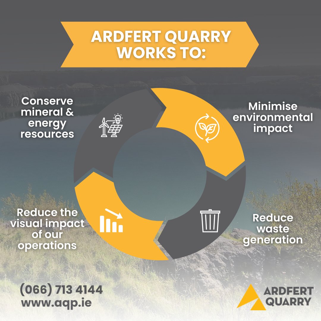At Ardfert Quarry, we are dedicated to the following principles: 👣 Minimising the environmental footprint of our operations. 🔋 Conserving mineral and energy resources. 📉Mitigating the visual impact of our activities. 🗑️Reducing waste generation. #AgriLime #TimeToLime