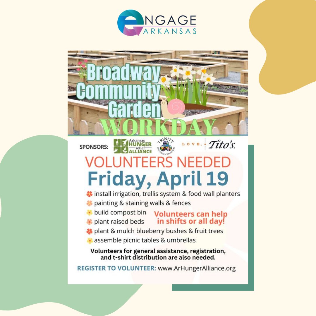 engage_ar's tweet photo. The Arkansas Hunger Relief Alliance collaborates as a statewide voice advancing equitable solutions to hunger. Their vision is to create a hunger-free Arkansas. If you want to give back to your community, there is a volunteer opportunity on Friday, April 19th! https://t.co/lPqr2dwWPI