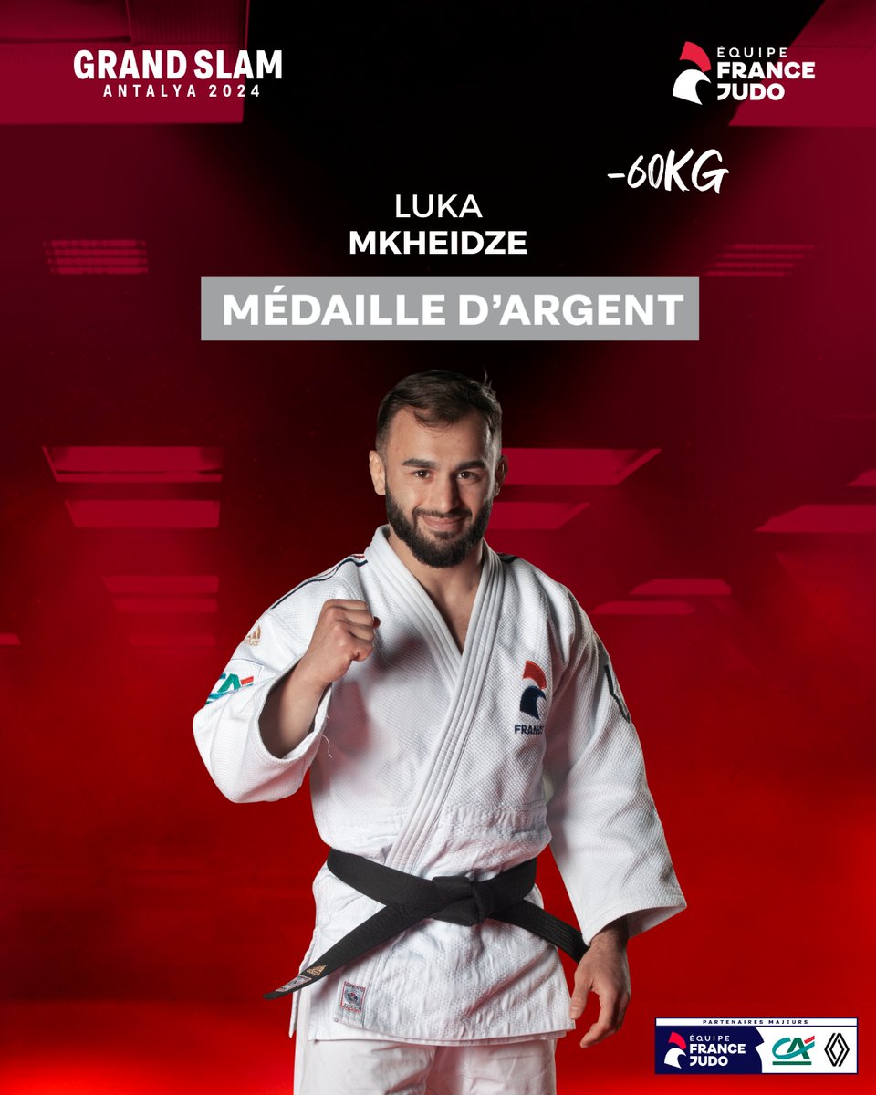 L'argent pour Luka 🥈 Troisième Grand Slam de 2024 et troisième médaille pour Luka Mkheidze (-60kg) qui s'incline en finale à Antalya. 🇫🇷 Bravo Luka ! 👏 #JudoAntalya #GoLesBleus #FierdEtreJudoka