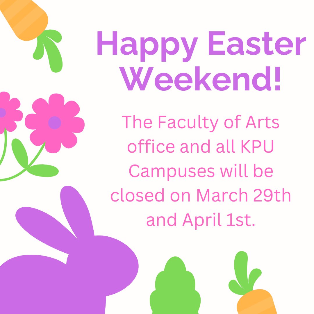 Campus may be closed for Easter weekend, but that just means it's time to take a break and enjoy the beauty of spring! 🌻 Whether you're spending time with family, hunting for eggs or simply enjoying some well-deserved relaxation, we hope you have a great long weekend! ☀️