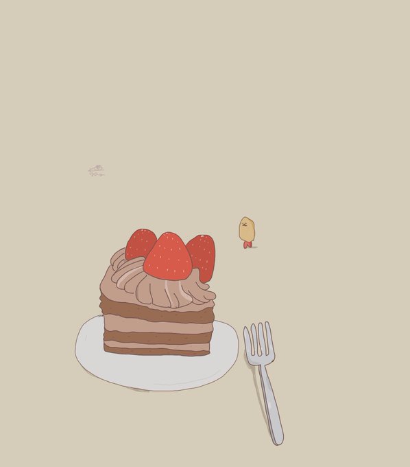 「simple background strawberry shortcake」 illustration images(Latest)