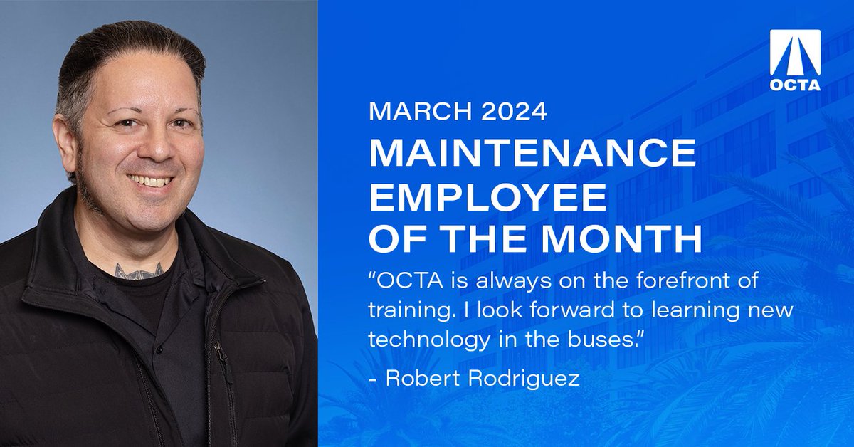 Congratulations to Robert Rodriguez, our Maintenance Employee of the Month in March. Robert consistently works with a can-do spirit and a willingness to assist everyone he works with. He is a key contributor to the success of the Garden Grove Maintenance team.