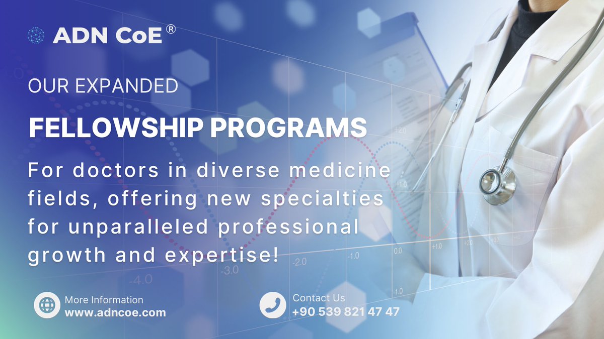 adn_coe's tweet image. Elevate your medical career with our Fellowship Programs, now featuring a range of new specialties for doctors seeking advanced training and expertise!  
Check all programs here: adncoe.com/fellowships
#fellowshipprograms #doctors #medicalfield #healthcare