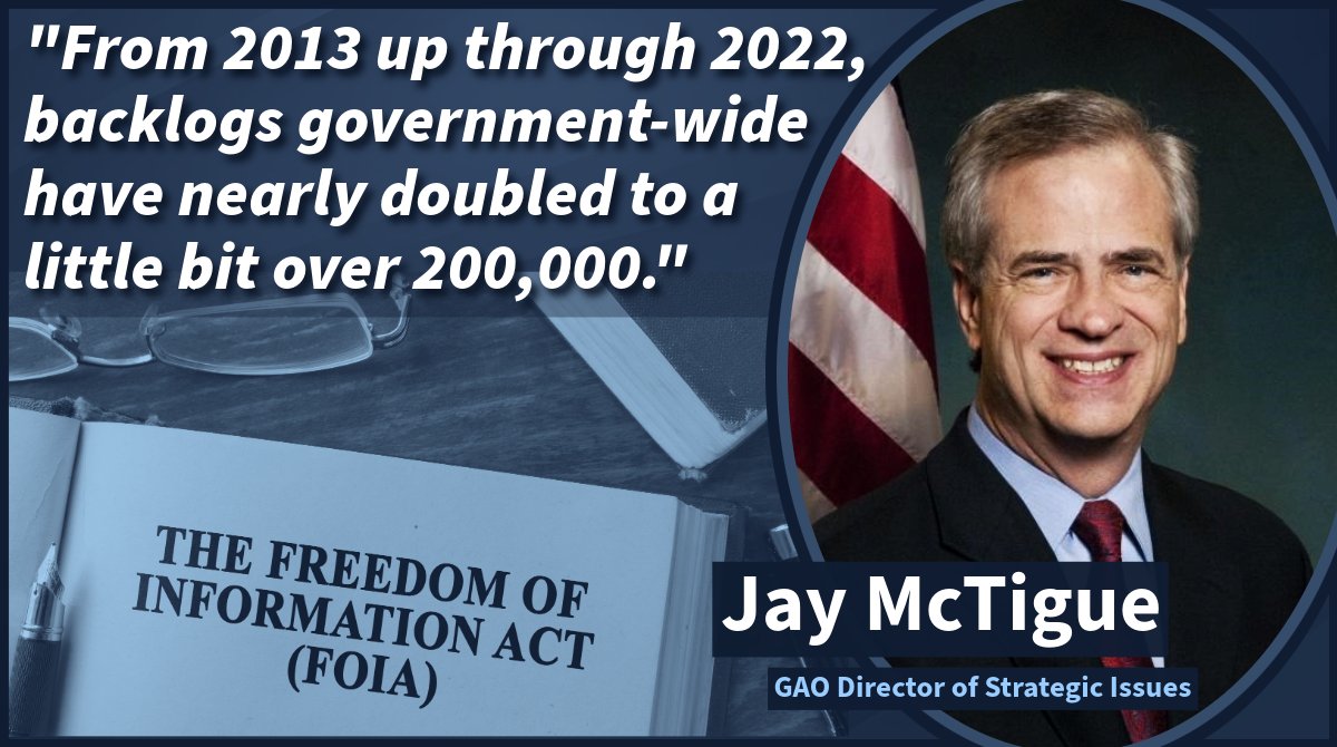 #FOIA backlogs government-wide are growing. Federal agencies say this is due to increased volumes & complexities of public requests for information, which have delayed processing.

GAO’s Jay McTigue discusses on @FederalNewsNet’s podcast with @tteminWFED: federalnewsnetwork.com/agency-oversig…