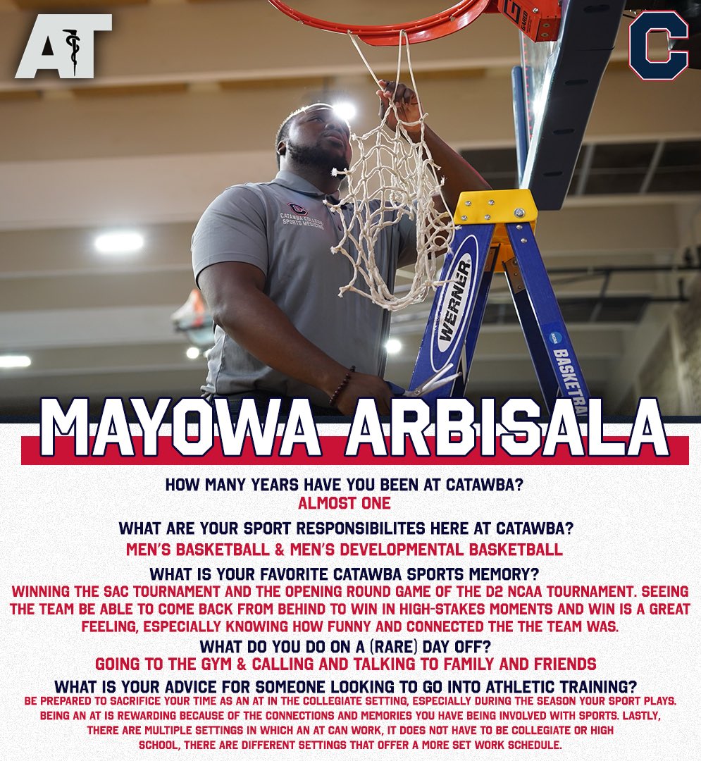 Up next on our Athletic Trainer Spotlight series is Mayowa Arbisala! #NATM2024 | #WeLoveATs