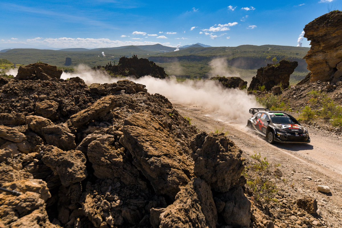 Pretty happy with how today has gone, it’s been a challenging day, the last stage was pretty cut up with lots of ruts, very typical Safari conditions really. Good to get up into P2 on the last stage after running second on the road. Big day ahead tomorrow. #wrc @TGR_WRC