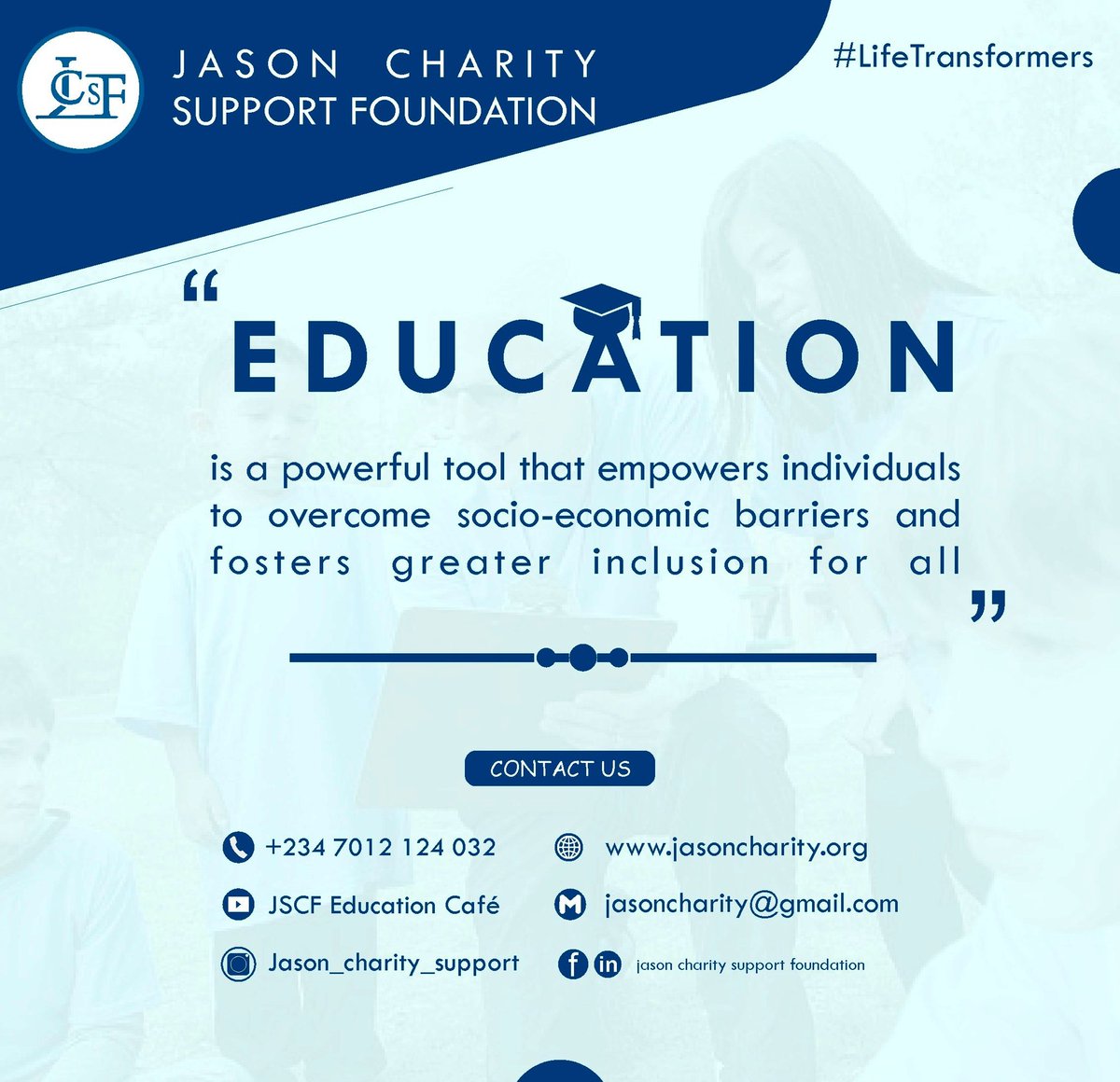 JCSF_charity's tweet photo. Education is the cure to mental blindness and includes everyone.
#Education #lifetransformers @UN @UNESCO @UNICEF @macfound @GatesAfrica https://t.co/9xjnU6XLG3
