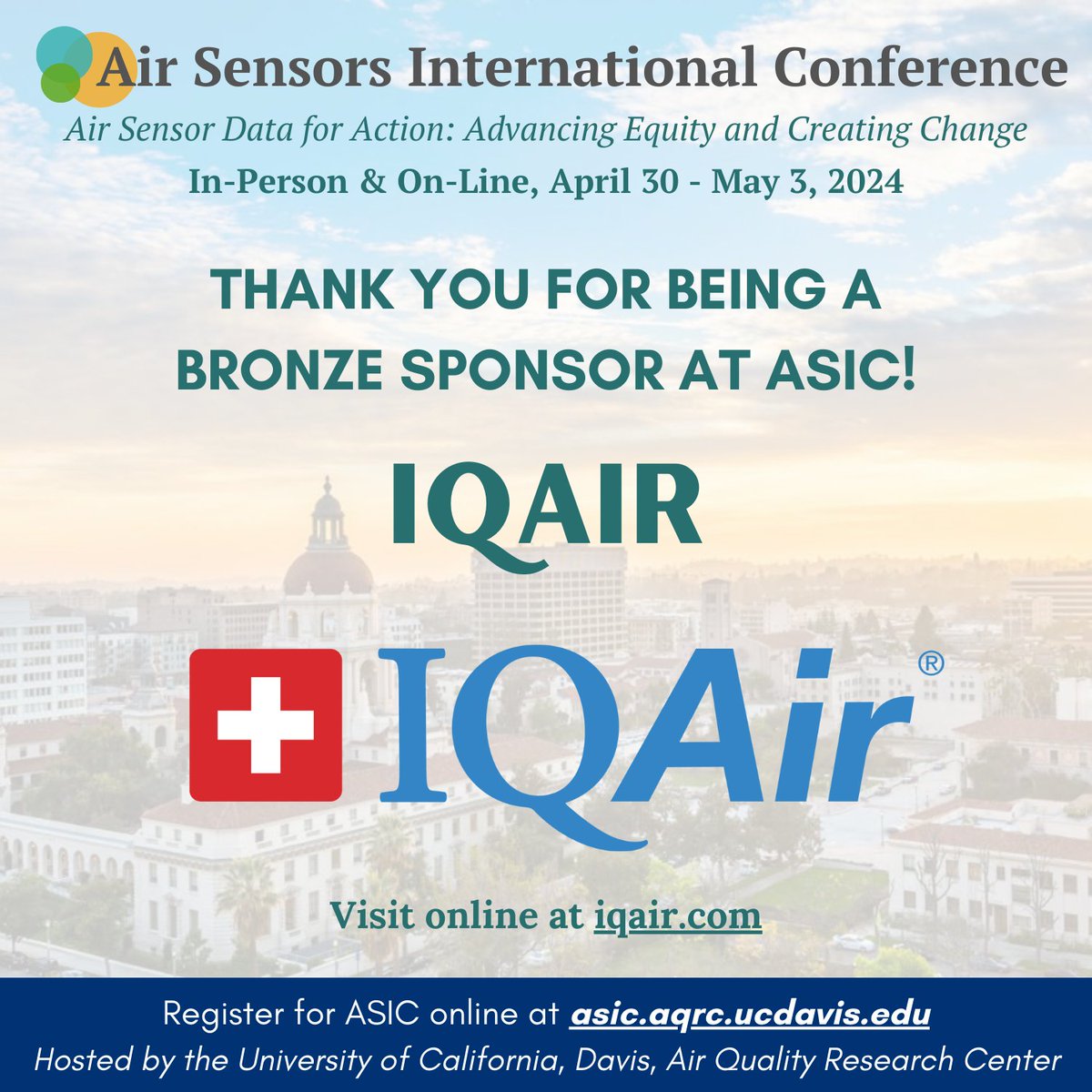 Thank you to IQAir for being a bronze sponsor at ASIC California 2024! Learn more about IQAir at iqair.com @IQAir #ASIC2024 #airquality #airsensors #lowcostsensors