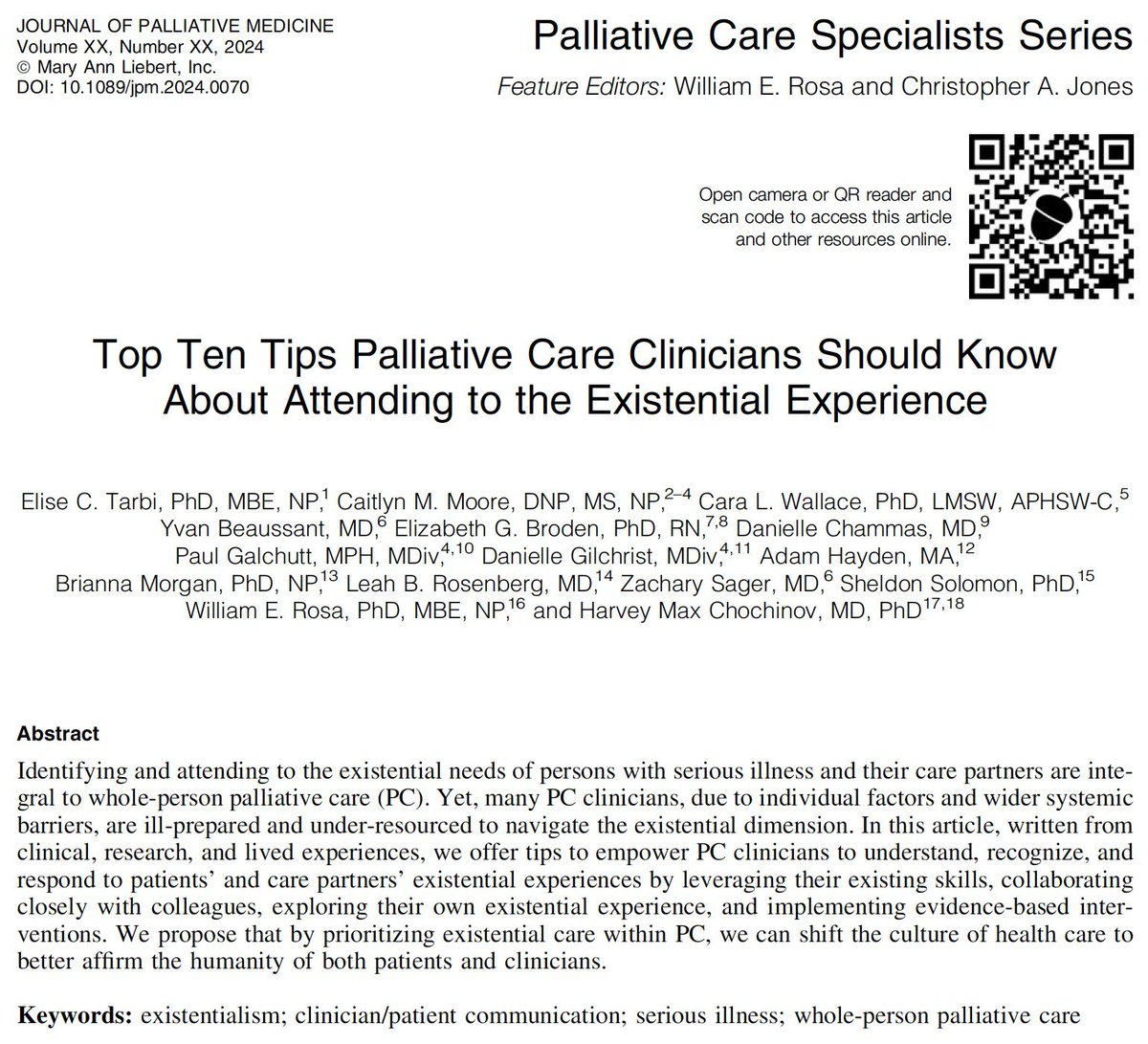 Elise Tarbi, PhD, APRN (@eliseconant) on Twitter photo This is the paper I wished I had starting out in #hapc Practical tips for palliative care clinicians to tend to existential experience <a href="/PalliativeMed_j/">Journal of Palliative Medicine</a> 🔖tinyurl.com/cy3d7szw Grateful to @CaitlynMooreNP & an absolute dream team of coauthors😍 cc: <a href="/UVMcancercenter/">UVM Cancer Center</a> <a href="/uvmcnhs/">UVM Nursing & Health Sciences</a> This is the paper I wished I had starting out in #hapc Practical tips for palliative care clinicians to tend to existential experience <a href="/PalliativeMed_j/">Journal of Palliative Medicine</a> 🔖tinyurl.com/cy3d7szw Grateful to @CaitlynMooreNP & an absolute dream team of coauthors😍 cc: <a href="/UVMcancercenter/">UVM Cancer Center</a> <a href="/uvmcnhs/">UVM Nursing & Health Sciences</a>