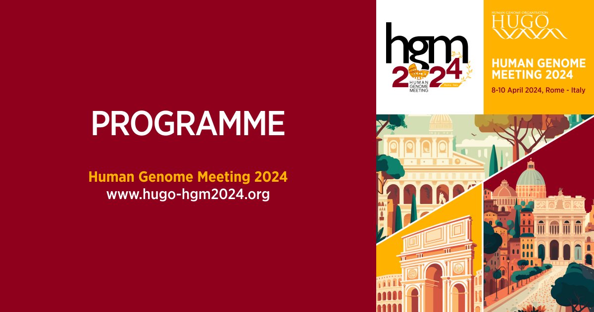 The updated programme is available on the website: hugo-hgm2024.org/Programme Don’t forget to register…See you in Rome! More information: hugo-hgm2024.org #hgm24 #hugo2024 #humangenomemeeting