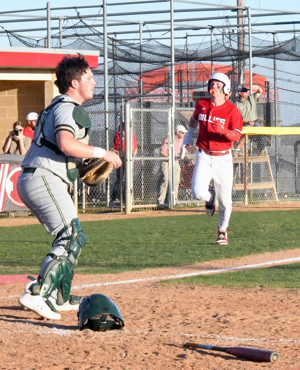 fbgstandard's tweet photo. Drake Threadgill (right) is shown en route to scoring one of his three runs scored Friday night, helping the Fredericksburg Battlin' Billies defeat Canyon Lake, 9-0, at the FHS Baseball Field. —Standard-Radio Post/Cary Burgess https://t.co/GNmRAYDZDr
