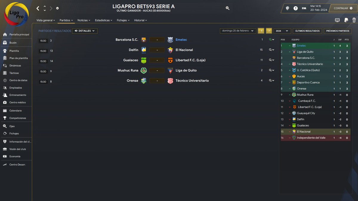 FMrGunner's tweet photo. Hermoso debut en el futbol ecuatoriano. 4-0 con baile a Independiente del Valle. Peeeeeeeero...
En la 2da fecha ya tenemos el clasico con Barcelona. Unos amigos los que arman el fixture.

#Fm24 #Emelé https://t.co/XCO2ORkCRR
