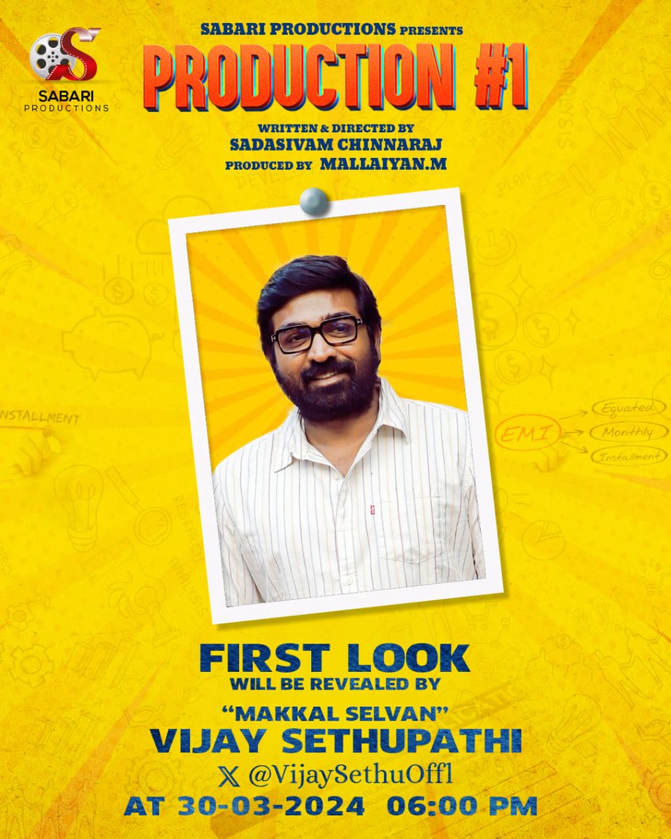 #SabariProductionNo1 - First look will be released by Makkal selvan @VijaySethuOffl tomorrow @ 6 PM.

@sadasivam1985 @saidhanya97 @pitchaimusic @aadhavan_aaa @blacckpandee @rajinkrishnan  @ravi_kiran_s @ProBhuvan